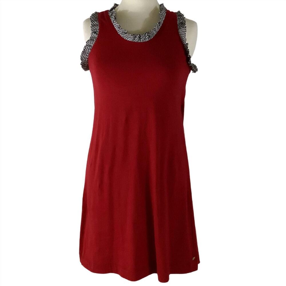 NEW TRU COLORS maggie dress in red/houndstooth